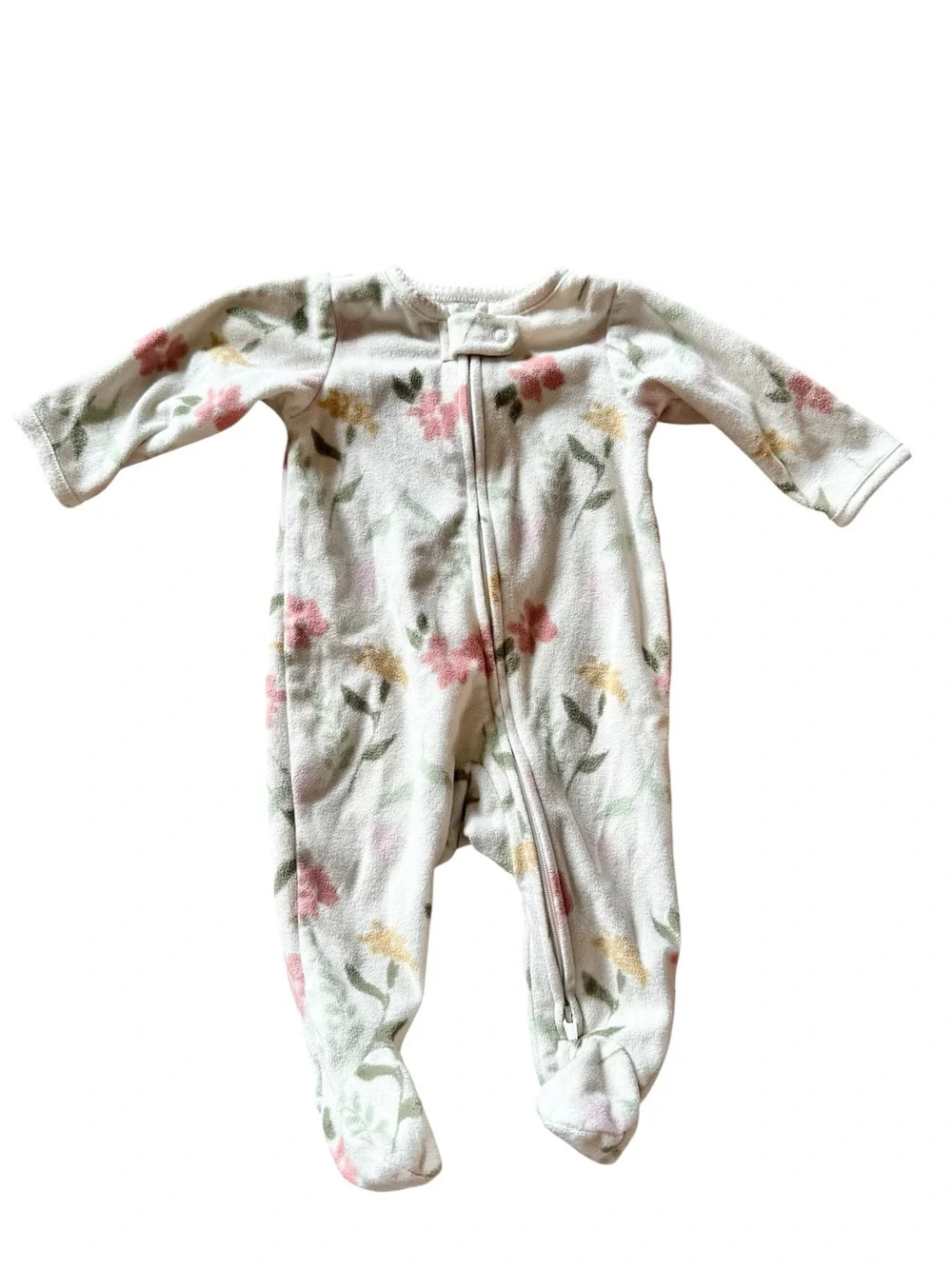 Carter’s lot of 9 long sleeve two way zip footed baby girl pajamas Size 3m